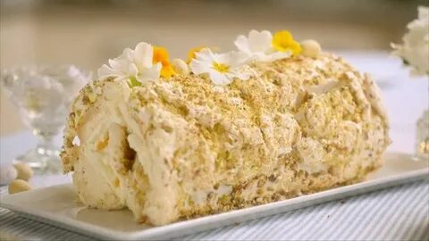 Lemon & Pistachio Meringue Roulade recipe - Mary Berry's Eas