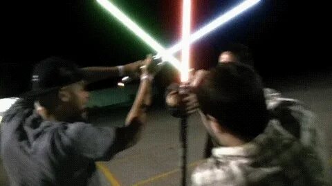 Amazing fan made Lightsaber duel. - GIF on Imgur