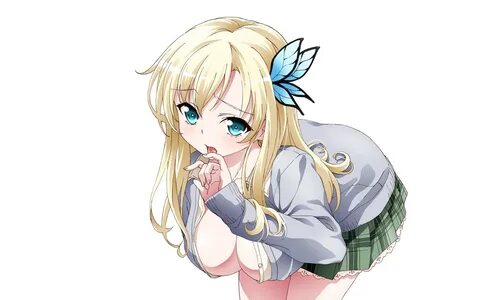 aqua eyes blonde hair boku wa tomodachi ga sukunai breasts cleavage fang headdre