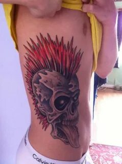 Punk rock skull tattoos LUCKY 13 BIKES BOOZE BROADS SKULL DE