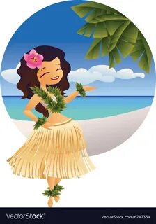 Hawaiian young hula dancer on ocean beach Vector Image
