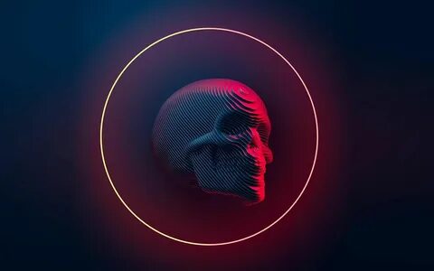 HD wallpaper: digital, skull, Blender, neon