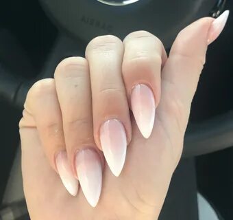 American Ombré Pink & White Stiletto Nails @xQUEEN0FHEARTSx 