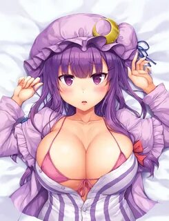 Download Wallpaper Touhou, Patchouli Knowledge, big boobs, purple hair, in ...