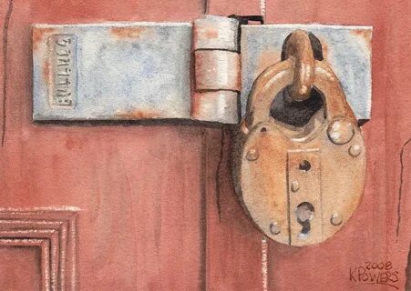 Red Door and Old Lock Painting by Ken Powers Pixels