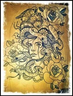 Sam Clark Tattoos Snake sketch, Drawings, Medusa artwork
