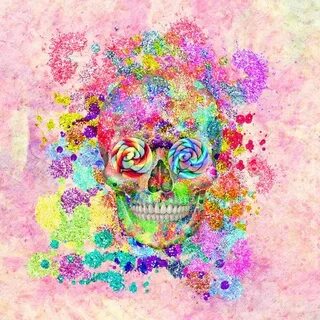 Girly Sugar Skull Pink Glitter Fine Art Paint Art Print by G