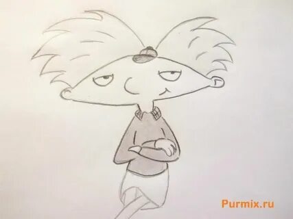 How to draw Hey, Arnold with a pencil step by step