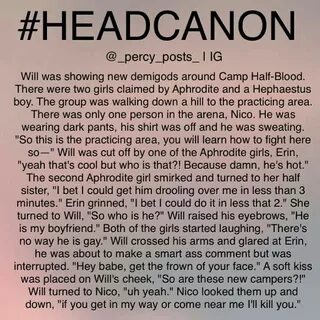 Headcannon, text, Will, Nico, yaoi, cute, SolAngelo; Percy J