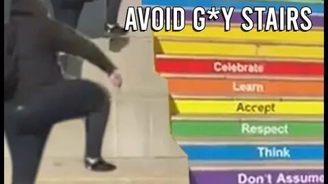 Man avoids gay stairs - YouTube