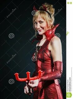 Red devil woman stock image. Image of girl, girls, adult - 1