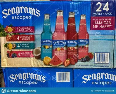 Cases of Bottles or Seagrams Wine Coolers at a Sams Club Gro