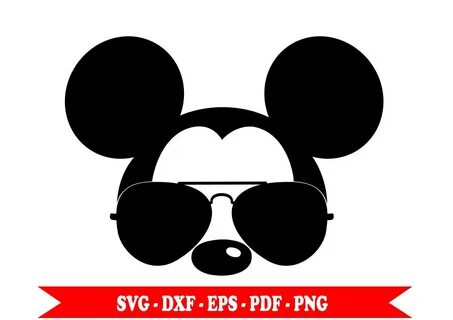 Mickey Mouse with sunglasses Aviator svg shape clip art in E