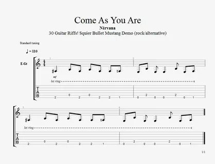 Nirvana - Come As You Are - BluEsMannus Guitar Tabs