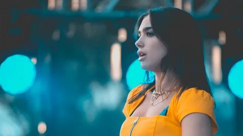 Обои Dua Lipa, синий, желтый, зеленый, красота Full HD, HDTV