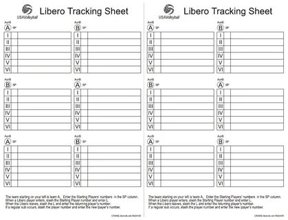 Libero Tracking Sheet Template - USA Volleyball Download Pri