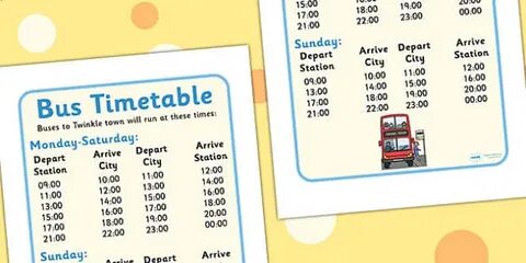 Bus Station Role Play Timetable - Bus role play, transport