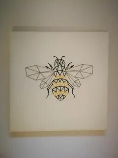 Hand-stitched Geometric Bee on Canvas Etsy Bee drawing, Geom