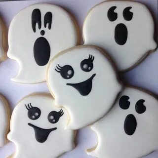 Custom Halloween Ghost Cookies Halloween cookies, Cookie dec