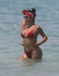 Lis Vega in a Red Bikini - Beach in Miami 07/21/2020 * Celeb