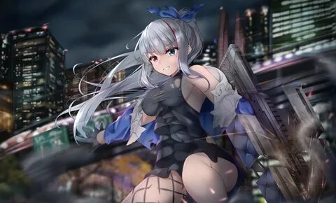 anthropomorphism bicolored eyes breasts building city girls frontline glove...