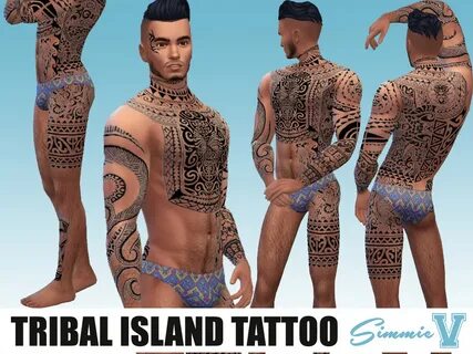SimmieV_Island Tribal Full Body Tattoo Sims 4 clothing, Tumb