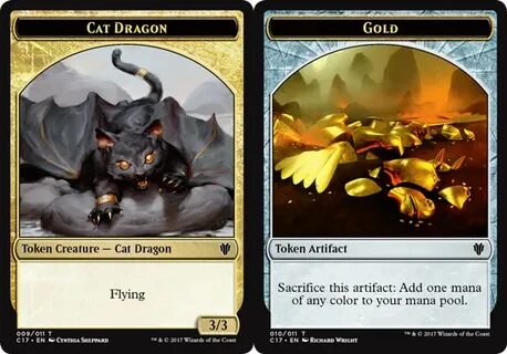 Cat Dragon Token // Gold Token - Magic Singles " Commander S