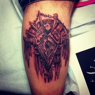 Horde symbol tattoo my friend started on my leg today!! - Im