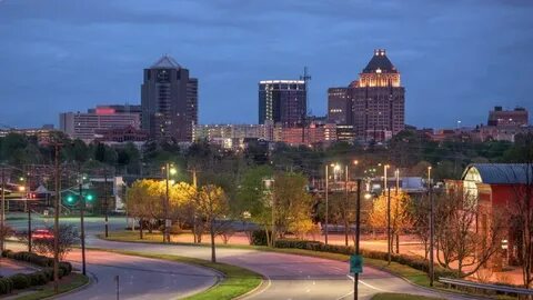 greensboro north carolina usa downtown skyline Stock Footage