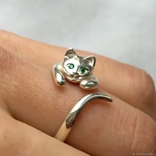 Кошка, кольцо из серебра безразмерное - купить онлайн на Ярм