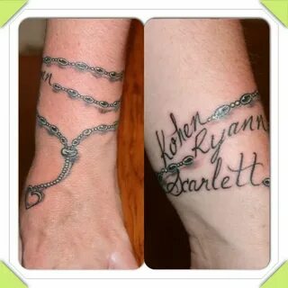 Children's names bracket or anklet tattoo idea Bracelet tatt