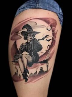 lono:black-and-gray-tattoo-pinup-girl-tattoos-witch-hallowee