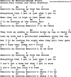 Country music song: Amarillo By Morning-George Strait lyrics