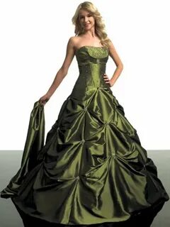 Jeweled Olive Green Strapless 2013 Prom Dresses Evening Quin