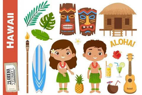 Hawaii Clipart Tropical Clipart Luau Graphic by Zlatoena Cli