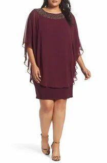 Xscape Embellished Chiffon Overlay Jersey Sheath Dress Nords