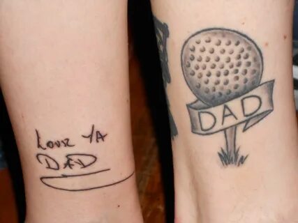 Dad memorial tattoos my brother's & my legs 3 Signature tatt