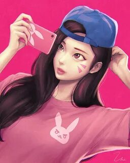 Anime girl..kawaii girl..pink T shirt..blue cap..illustratio