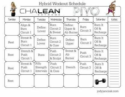 Chalean extreme, Workout schedule, Extreme workouts