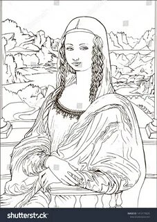 Coloring Page Mona Lisa Based On: стоковая иллюстрация, 1412