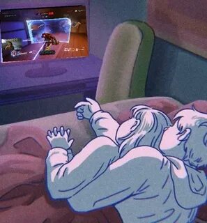 Watching Overwatch Stream Couple Watching a Movie From Bed K