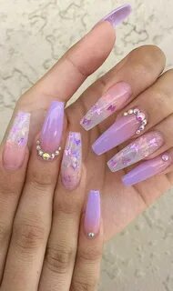 Lavender Butterfly Nails Acrylic nails coffin short, Purple 