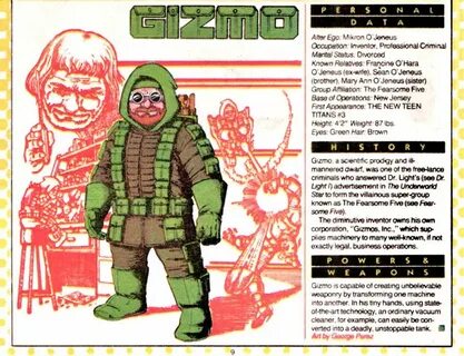 Fichas de Superheroes Marvel y DC: Gizmo Comic heroes art, R