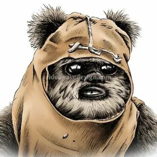 A4 size Star Wars Ewoks Art Print Hand Drawn Illustration Wi