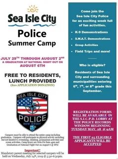 Police Summer Camp for Kids Promises Fun Sea Isle News