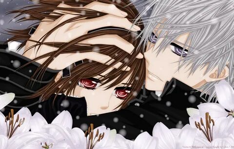 Обои взгляд, снег, цветы, слезы, объятия, Vampire Knight, Yu