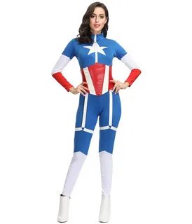 Женский обтягивающий костюм Капитана Америки