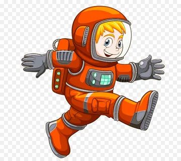 мультфильм, космонавт, оранжевый
