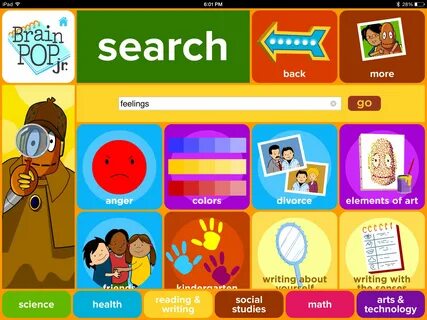 brainpop jr. is a free app. It plays videos with quizes and 