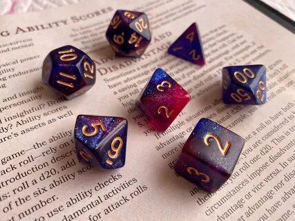 New Purple and gold number Dice dnd set Metal dice set for D